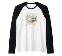 Books Are My Therapy Floral Stack Book Lover Graphic Camiseta Manga Raglan