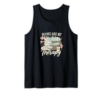 Books Are My Therapy Floral Stack Book Lover Graphic Camiseta sin Mangas