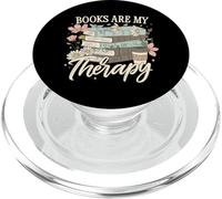 Books Are My Therapy Floral Stack Book Lover Graphic PopSockets PopGrip para MagSafe
