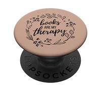 Books Are My Therapy Lover Bookish Librarian Boho Floral PopSockets PopGrip Adhesivo