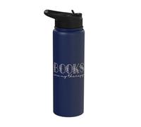 Books Are My Therapy Lover Bookish Librarian Boho Floral Stainless Steel Insulated Water Bottle