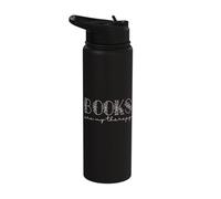Books Are My Therapy Lover Bookish Librarian Boho Floral Stainless Steel Insulated Water Bottle