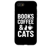 Books Coffee & Cats - Cita Divertida y acogedora para Lector de Gatos Carcasa para iPhone SE (2020) / 7/8