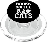 Books Coffee & Cats - Cita Divertida y acogedora para Lector de Gatos PopSockets PopGrip para MagSafe
