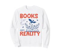 Books Over Reality Book Lover Reader Fiction Library Bookish Sudadera