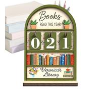 Books Read Counter - Bookshelf Decor Wooden Stand, Book Tracker for Club Members Student Teacher Writers Readers Library Christmas Stocking Stuffers, Versatile Desk Companion