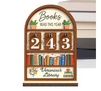 Books Read Counter - Bookshelf Decor Wooden Stand, Book Tracker for Club Members Student Teacher Writers Readers Library Christmas Stocking Stuffers, Versatile Desk Companion