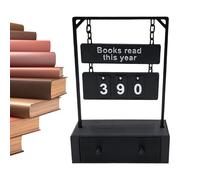 Books Read Counter - Tabletop Tracker Desk Sign for Readers | Wooden Display with Number Tiles, Bookshelf Decoration, Reading Log Prop for Kids Adults Students Teachers Home Dorm