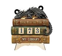 Books Read Counter - Wooden Reading Challenge Ornament, Dragon Embossed Book Tracker for Reading Goal Display Decor, Bookshelf Bookend, Bedroom, Study Room, Living Room
