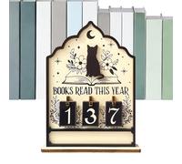 Books Read This Year - Cat Theme Decorative Desktop Ornament,Up to 999 Books Read This Year Sign - for Christmas Bathroom Readers Recipe Bookish