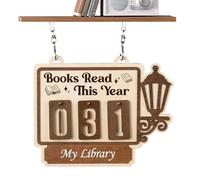 Books Read This Year Counter - Wooden, Reading Goal Ornament Pendant, Achievement Display | Book Counter Tracker,for Students Teachers Writers Library Living Room Reading Goal Display