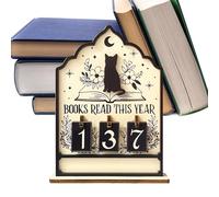 Books Read This Year Sign - Books Read Counters | Cat Theme Decorative Desk Ornament For Christmas Bathroom Counter Readers | Up To 999 Bookss Reads This Year Counter Sign For Recipe Bookish