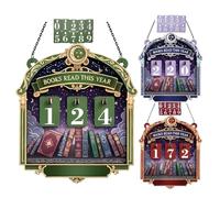 Books Read This Year Sign - Wooden Tabletop Decoration | 30 Number Plate Display 15 x 12 cm, Home Bedroom Study Workplace Library Shelf Nook Corner Accessory For Book Lovers