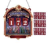 Books Read Tracker, Wooden Tabletop Decor, Number Plate Sign, Display 30 Count Board for Home Bedroom Study Library Shelf Corner Reading Progress Decoration 5.91x4.72in
