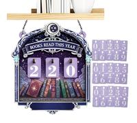 Books Read Tracker, Wooden Tabletop Decor, Number Plate Sign, Display 30 Count Board for Home Bedroom Study Library Shelf Corner Reading Progress Decoration 5.91x4.72in