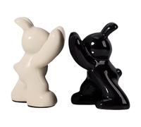 Bookshelf Books Support, Bookshelf Book Stoppers, Ceramic Sculpture Ornament, Cute Bunny Animal Statue for Study Room, Living Room, Bedroom, Perfect for Reading Enthusiasts and Teachers, 17x13x10cm