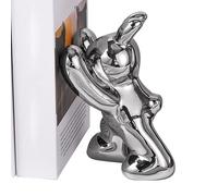 Bookshelf Books Support, Bookshelf Book Stoppers, Ceramic Sculpture Ornament, Cute Bunny Animal Statue for Study Room, Living Room, Bedroom, Perfect for Reading Enthusiasts and Teachers, 17x13x10cm