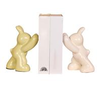 Bookshelf Books Support, Bookshelf Book Stoppers, Ceramic Sculpture Ornament, Cute Bunny Animal Statue for Study Room, Living Room, Bedroom, Perfect for Reading Enthusiasts and Teachers, 17x13x10cm