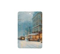 Bookshop In A Street Winter - Ambientadores para coche, 4 unidades, tarjetas perfumadas colgantes, tarjetas perfumadas para coche, tabletas de aromaterapia