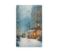 Bookshop in A Street Winter - Placa de pared en blanco para interruptor de luz, decorativa, 1 banda, para cocina, baño, tamaño 11,4 x 7 cm