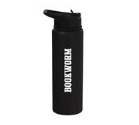 Bookworm Avid Reader Book Lover Literary Typography Stainless Steel Insulated Water Bottle