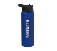 Bookworm Avid Reader Book Lover Literary Typography Stainless Steel Insulated Water Bottle