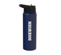 Bookworm Avid Reader Book Lover Literary Typography Stainless Steel Insulated Water Bottle