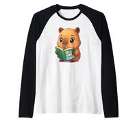 Bookworm Capybara Dreams Kawaii Style Camiseta Manga Raglan