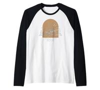 Bookworm Read The Book Boho Arch Line Art Illustration Camiseta Manga Raglan