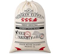 Boolavard Blank Santa Sack 19.7"x27.6" Bolsa de Navidad de Tamaño Grande con Cordón