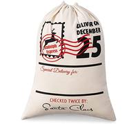 Boolavard Blank Santa Sack 19.7"x27.6" Bolsa de Navidad de Tamaño Grande con Cordón