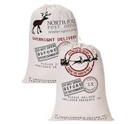 Boolavard Blank Santa Sack 19.7"x27.6" Bolsa de Navidad de Tamaño Grande con Cordón (Paquete de 2 4 & 3)