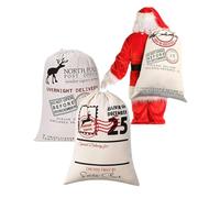 Boolavard Blank Santa Sack 19.7"x27.6" Bolsa de Navidad de Tamaño Grande con Cordón (Paquete de 2 4 & 5)