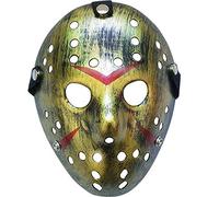 Boolavard Horror Disfraz de Halloween Máscara de hockey Fiesta Cosplay Atrezzo (Oro)