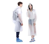 Boolavard - Ponchos de lluvia reutilizables con capucha y mangas, impermeables para adultos, 2 unidades, transparente, Talla única