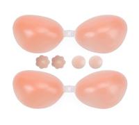 Boolavard Sostén Push up súper pegajoso, Paquete de 2 brasieres de Silicona Invisible para Mujer, Vestidos de Novia, Reutilizables, con 4 Fundas para pezones