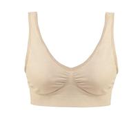 Boolavard Sujetador Cómodo para Mujer, Clásico Bustier, Push Up y Sin Aros (FR/ES, Letras, S, Regular, Regular, Beige)