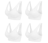 Boolavard Sujetador Cómodo para Mujer, Clásico Bustier, Push Up y Sin Aros (FR/ES, Letras, XL, Regular, Regular, 4 x Blanco)