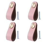BOOLSFMAM 4 Piezas Tiradores Cuero para Muebles Manija Del Gabinete de Cuero Tiradores Cajon Pomos de Piel para Armarios Pomos Decorativos para Muebles Colgantes