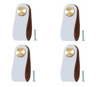 BOOLSFMAM 4 Piezas Tiradores Cuero para Muebles Manija Del Gabinete de Cuero Tiradores Cajon Pomos de Piel para Armarios Pomos Decorativos para Muebles Colgantes