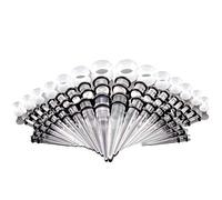 BOOM 18 dilatadores cónicos + 18 tapones de oreja de 1,6 mm - 10 mm acrílico + 14 unidades de silicona túneles de 3 mm - 12 mm, 1.6 mm - 12 mm, Acrílico