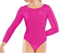 BOOM Prime Leotardo brillante para niñas para gimnasia y baile, body elástico de manga completa para ballet, PE y práctica, de 5 a 14 años, rosa, 11-12 años