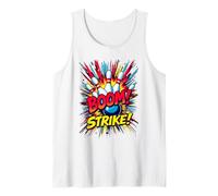 Boom Strike Colorful Bowling Ball and Pins Bowler Splash Camiseta sin Mangas