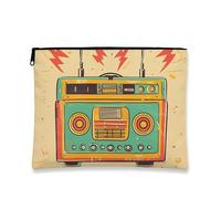 Boombox - Bolsa de maquillaje retro, bolsa de viaje para cosméticos artísticos vintage para mujer, organizador portátil de lona con cremallera, bolsa de aseo de regalo para festivales, Varios colores