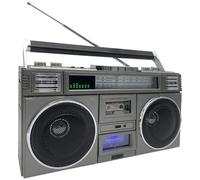 Boombox clásico retro de los años 80 con Bluetooth, grabación portátil, 4 altavoces, soporte USB/AUX para reuniones familiares, actividades al aire libre