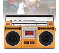 Boombox de casete portátil, reproductor de CD retro de los años 80 con radio AM/FM, entrada SD/USB, grabadora de casete para reuniones familiares y viajes