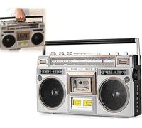 Boombox de casete retro con radio FM DAB+, estilo clásico de los años 80 para familias, escuelas y restaurantes vintage