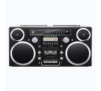 Boombox inalámbrico retro con Bluetooth 5.0, radio AM/FM, reproducción SD/AUX/USB y grabación de un solo toque para entretenimiento musical en casa y al aire libre