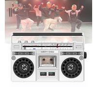 Boombox portátil con radio AM/FM, reproductor de CD retro, entrada SD/USB, grabadora de cassette, ideal para reuniones familiares y viajes