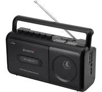 Boombox - Reproductor de casete portátil con radio AM/FM estéreo, grabadora de casete con conector para auriculares, funciona con pilas o mediante enchufe